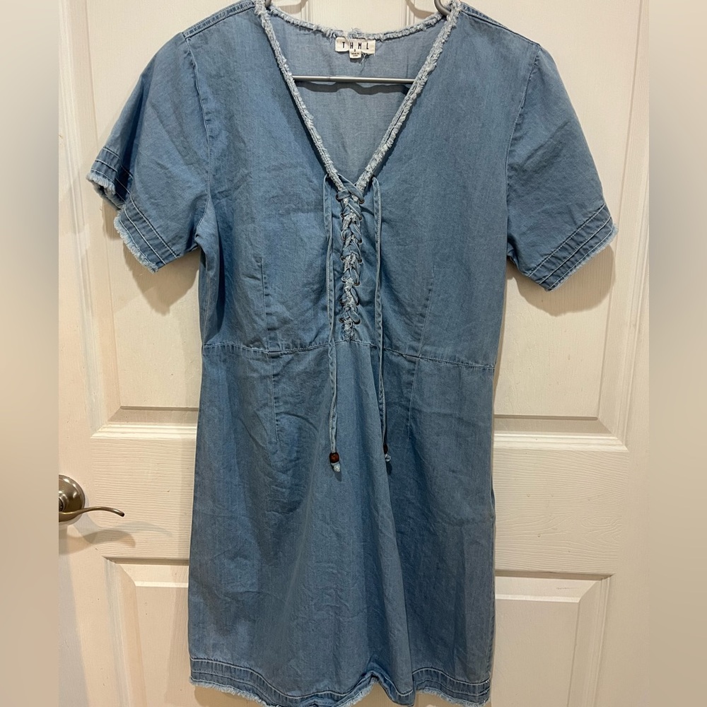 THML Anthropologie Jean dress women’s size small spring short